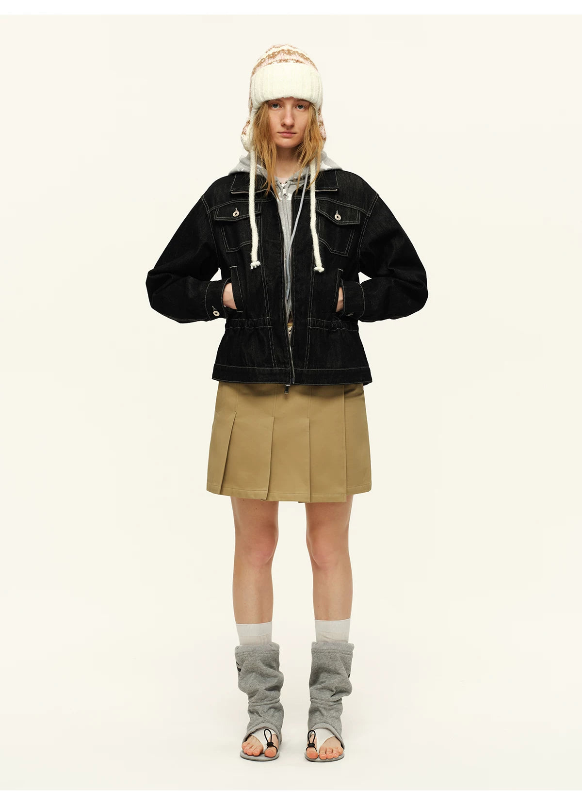 Cotton Stand-Collar Hooded Jacket