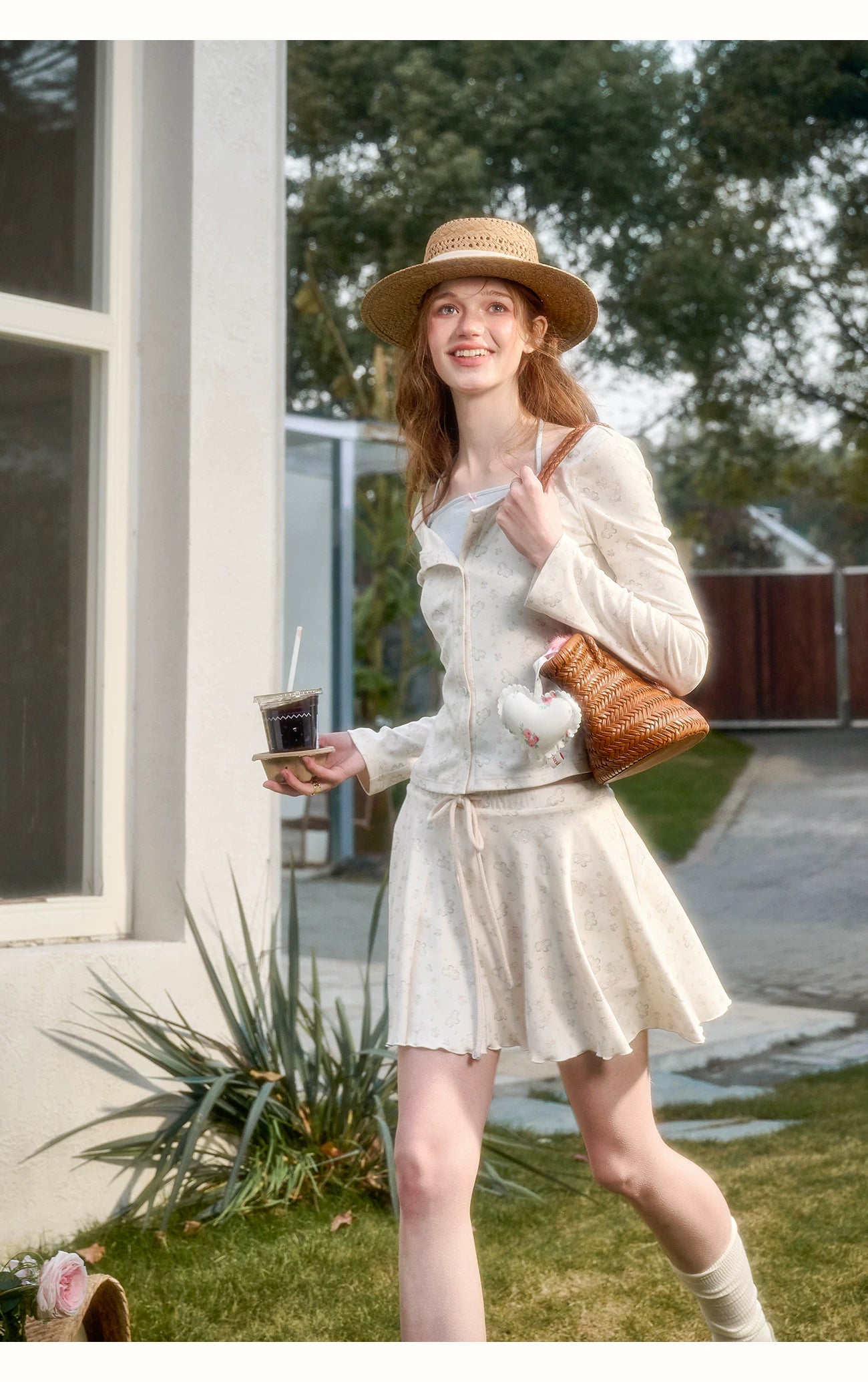 Amusement Park Printed Cardigan &amp; Skirt Set