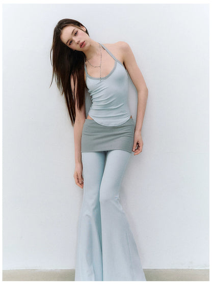 X-line Holiday Set: Cardigan, Rhinestone Vest, Flared Pants