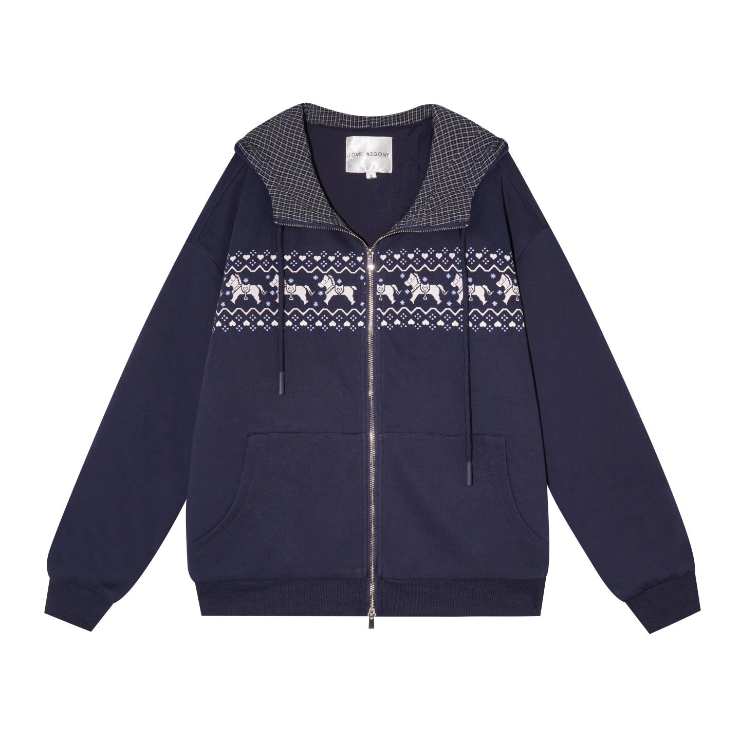 Zip-up Plaid Hoodie &amp; Wide-Leg Pants Set