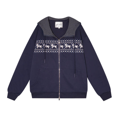 Zip-up Plaid Hoodie &amp; Wide-Leg Pants Set