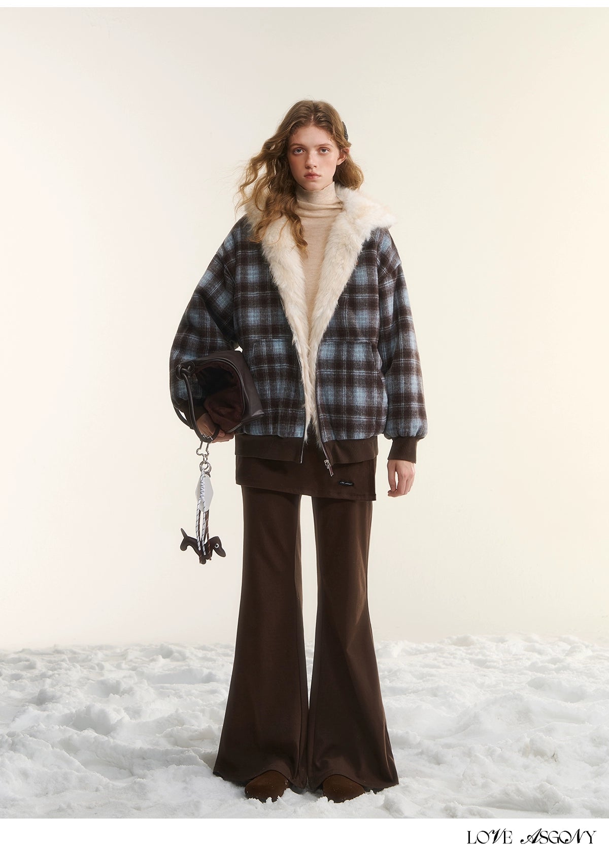 Asgony Asymmetric Layered Flare Knit Pants