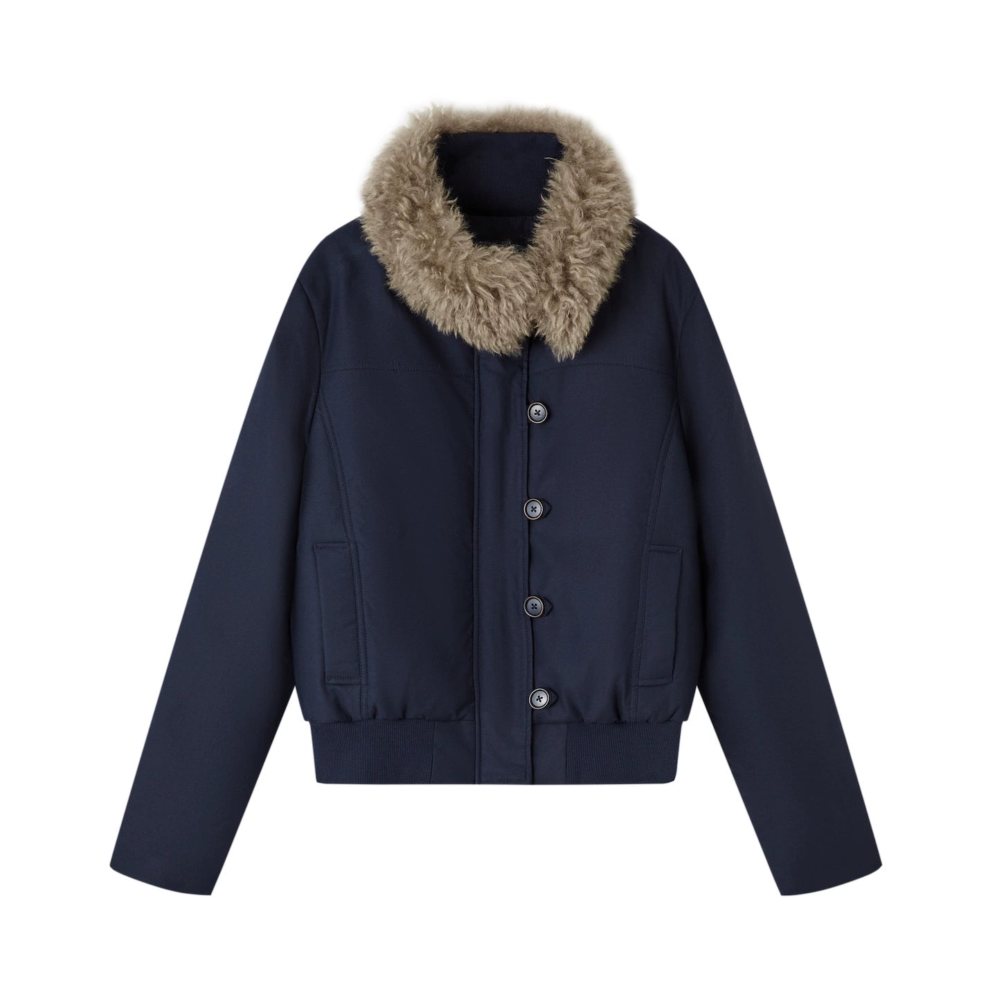 Detachable Fur-Collar Fitted Down Jacket