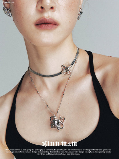 Dual-Tone Conch Star Snake Chain Choker Necklace