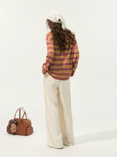 Color-Block Applique Embroidered Striped Long-Sleeve T-Shirt - CHINASQUAD