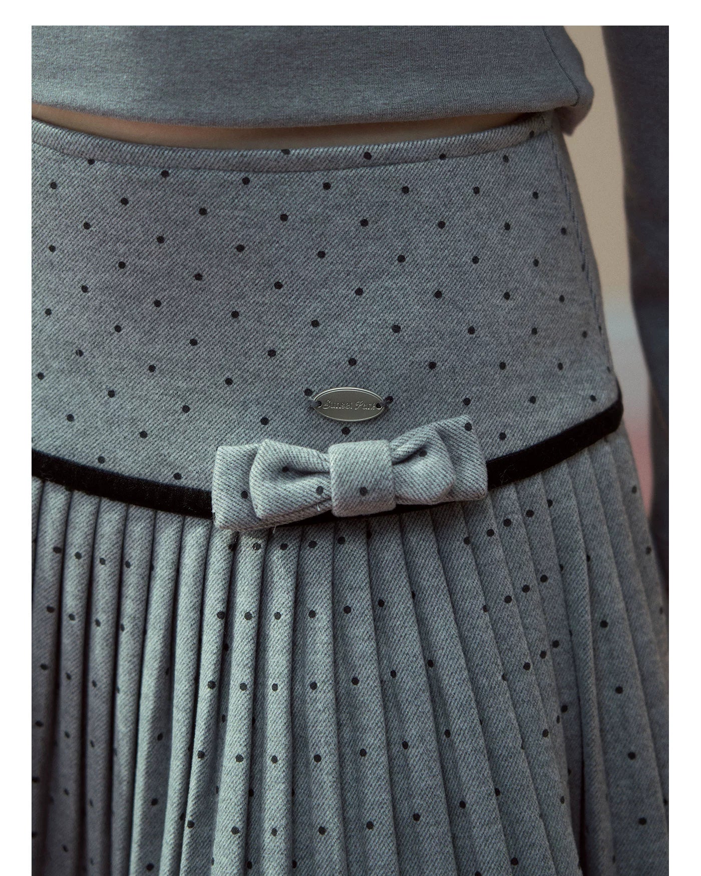 Polka Dot Bow Pleated Skirt - CHINASQUAD