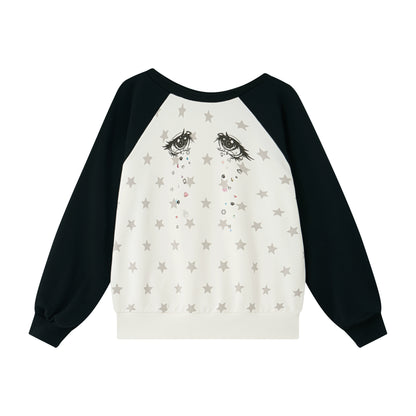 Star Print Raglan Sweatshirt