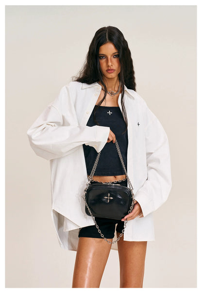 Compass Badge Leather Chain Bag (Small)