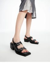 Double-Buckle Diagonal Chunky Sandals - CHINASQUAD