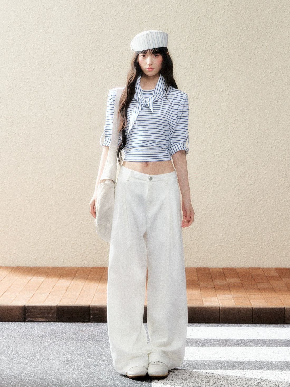 Urban Ease White Straight-Leg Trousers - CHINASQUAD