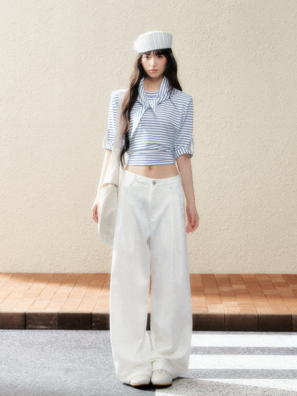 Urban Ease White Straight-Leg Trousers - CHINASQUAD
