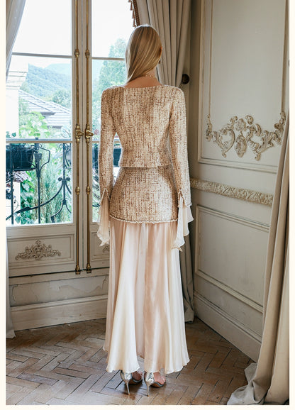 Shimmer Tweed Ruffled Jacket &amp; Skirt Set
