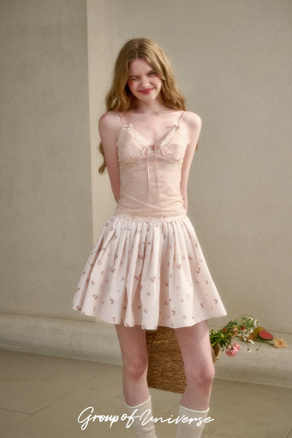 Soft Glow French Lace Ruched Camisole