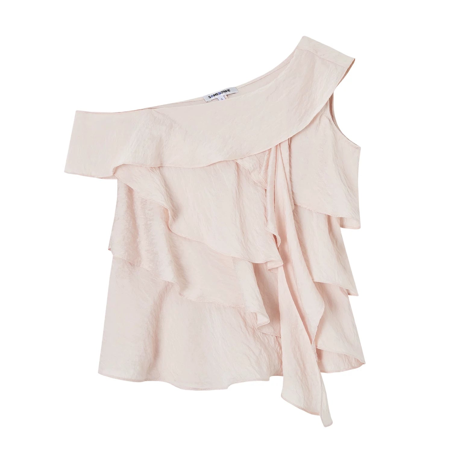 Layered Ruffle One-Shoulder Blouse