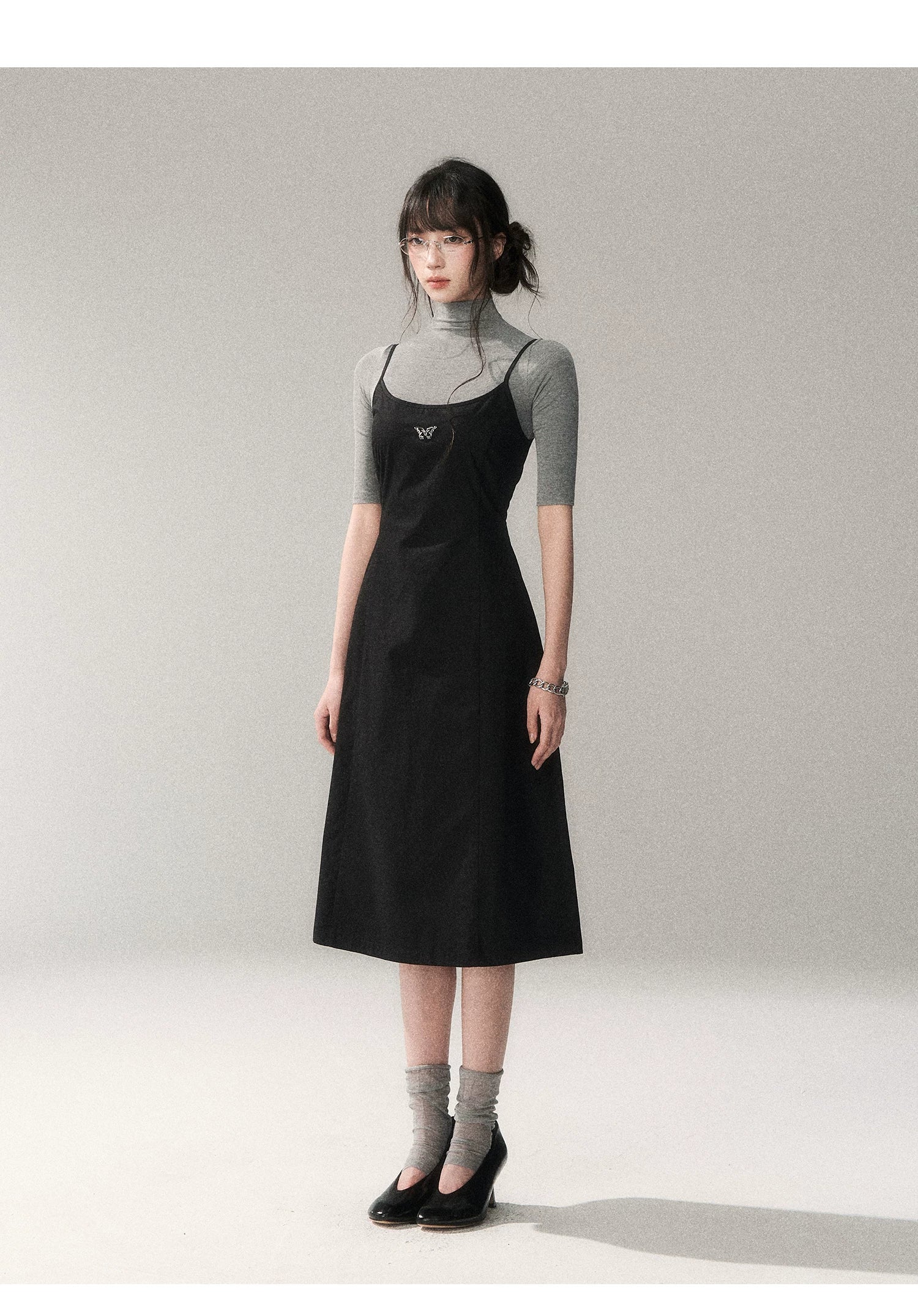 Minimalist Cotton A-Line Slip Midi Dress