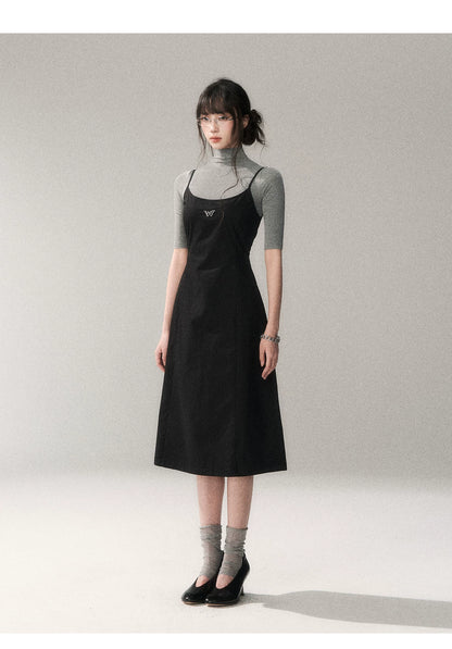 Minimalist Cotton A-Line Slip Midi Dress