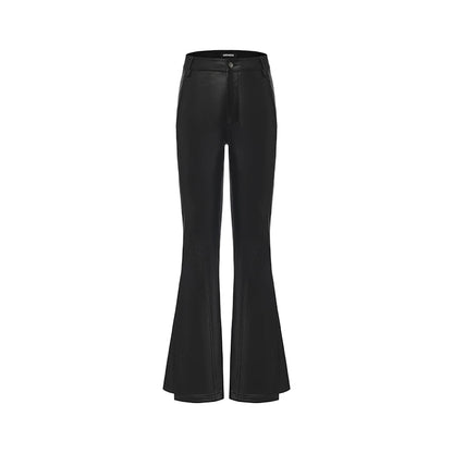 Textured Faux Leather Flared Pants