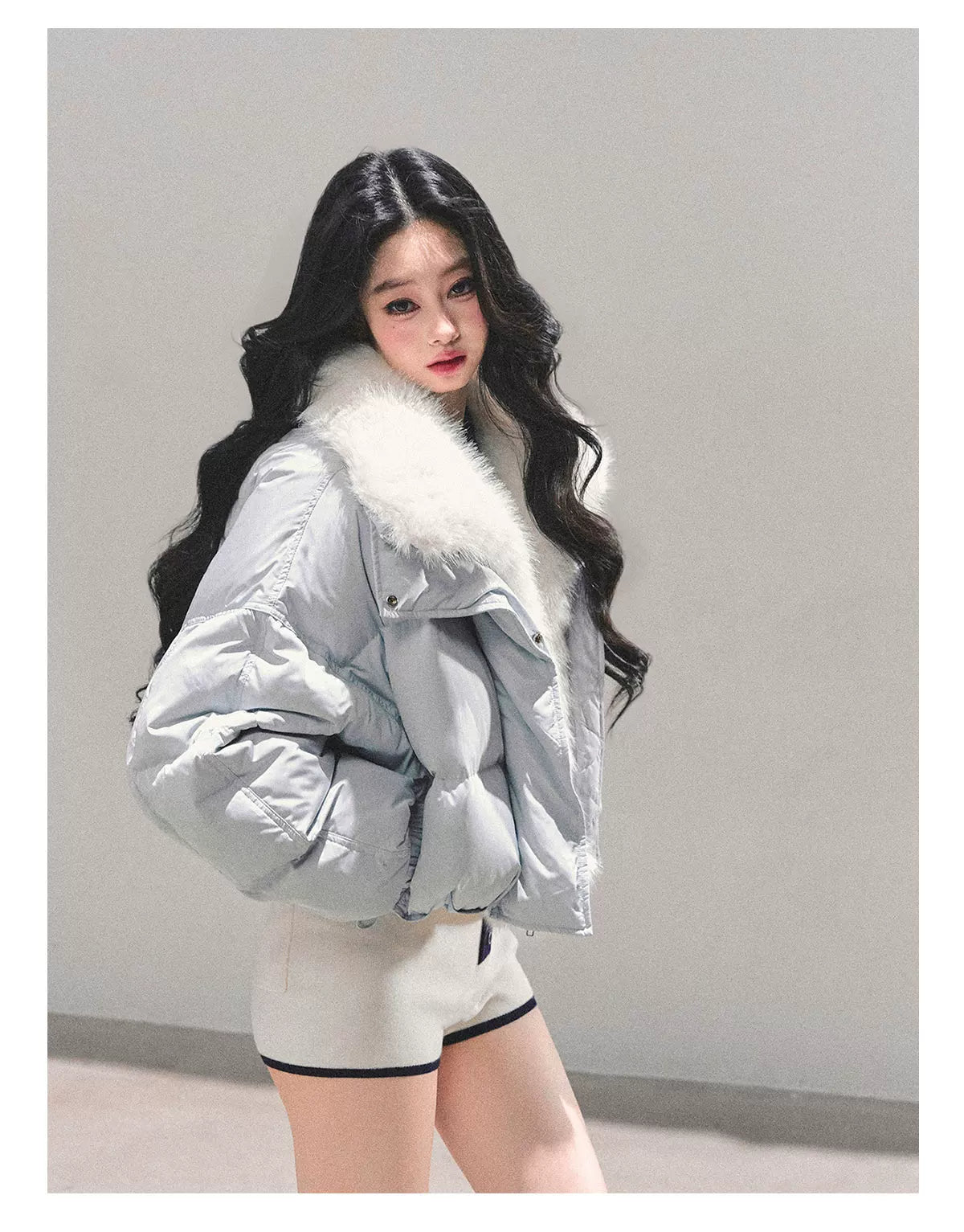 Short White Duck Down Puffer Jacket