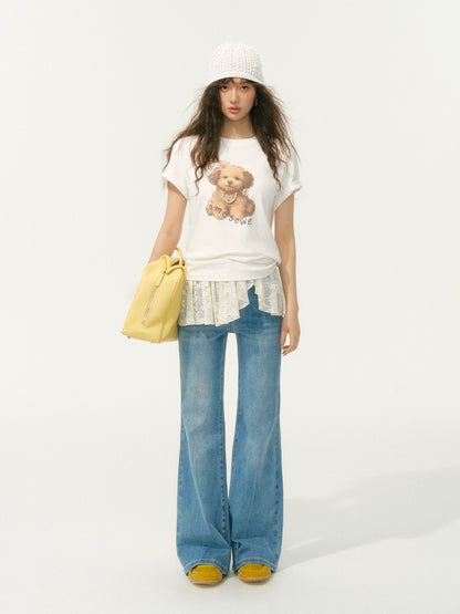 Pearl Cute Pet Print Short-Sleeve T-shirt