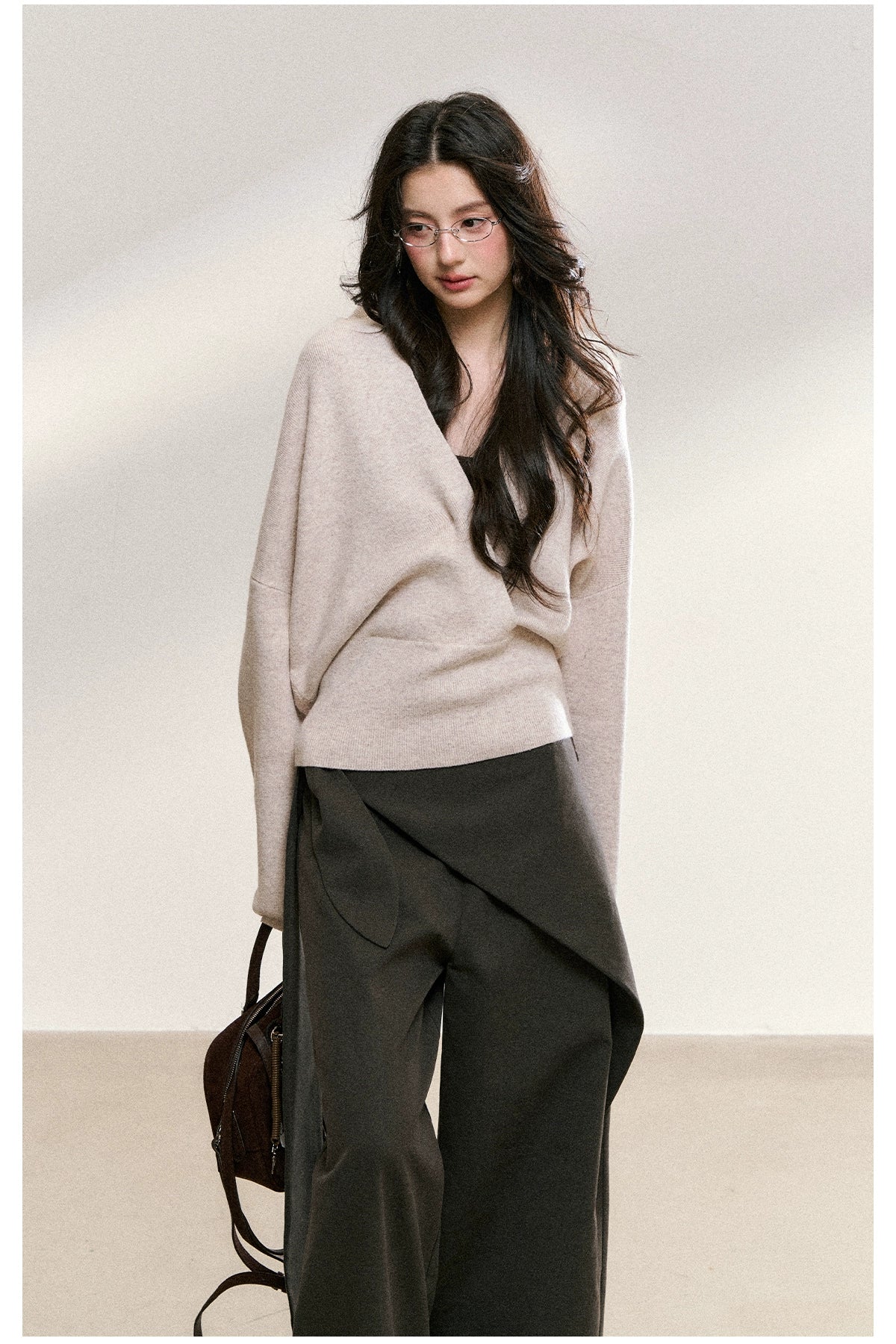 Faux Fur Collar Wrap Knit Cardigan
