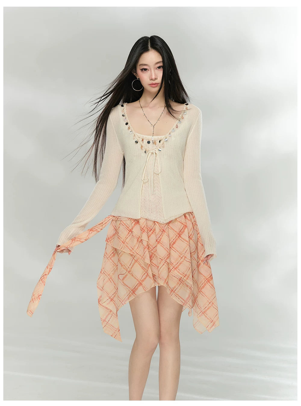 Asymmetric Printed Chiffon Mini Skirt