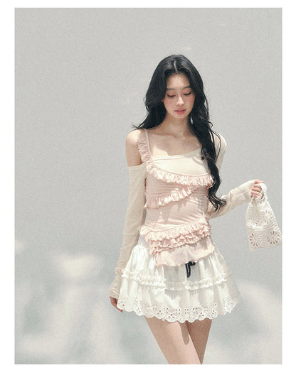 Asymmetric Ruffle Off-Shoulder Top