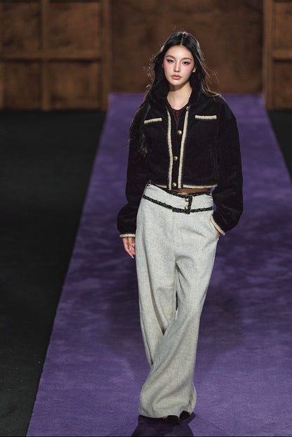 High-Waisted Tailored Wide-Leg Suit Pants