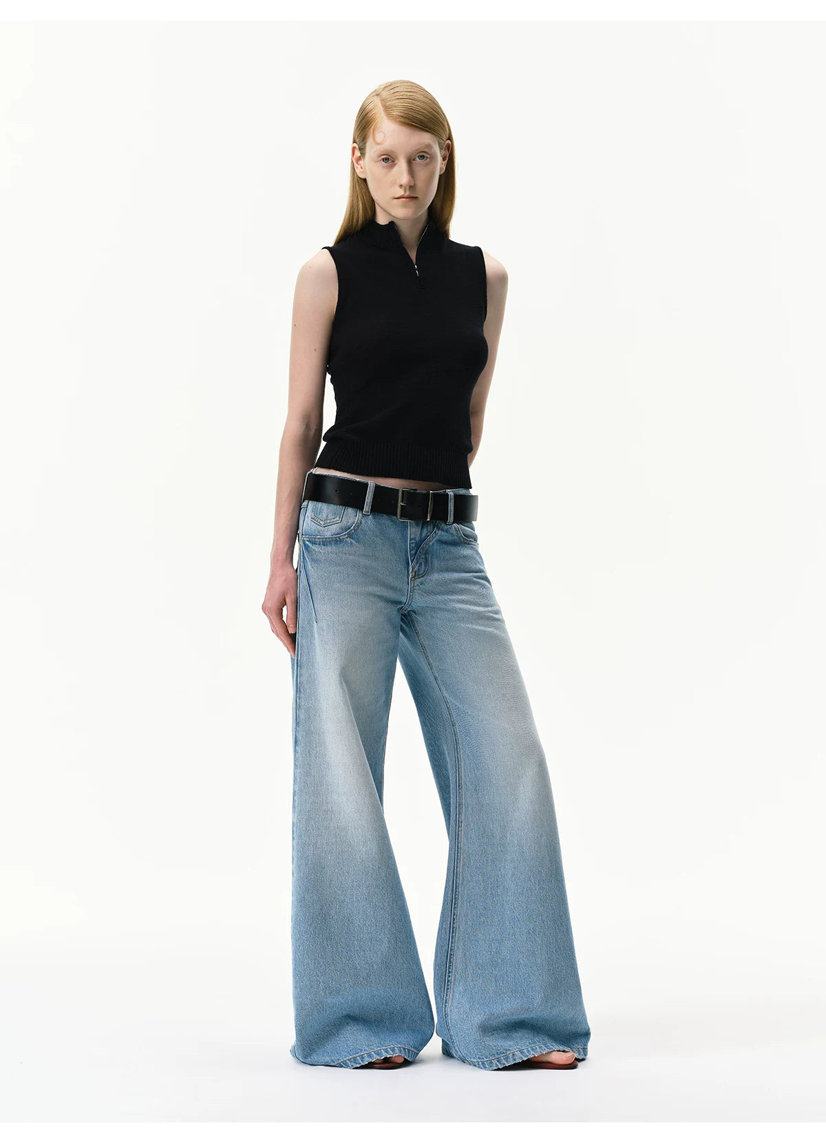 Vintage Light Wash Low-Rise Flared Jeans
