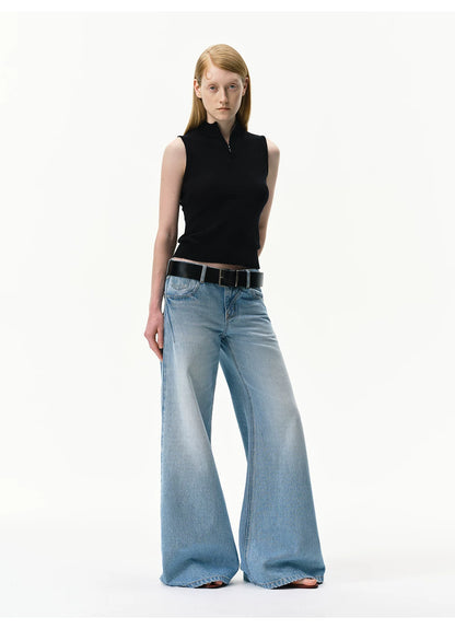 Vintage Light Wash Low-Rise Flared Jeans