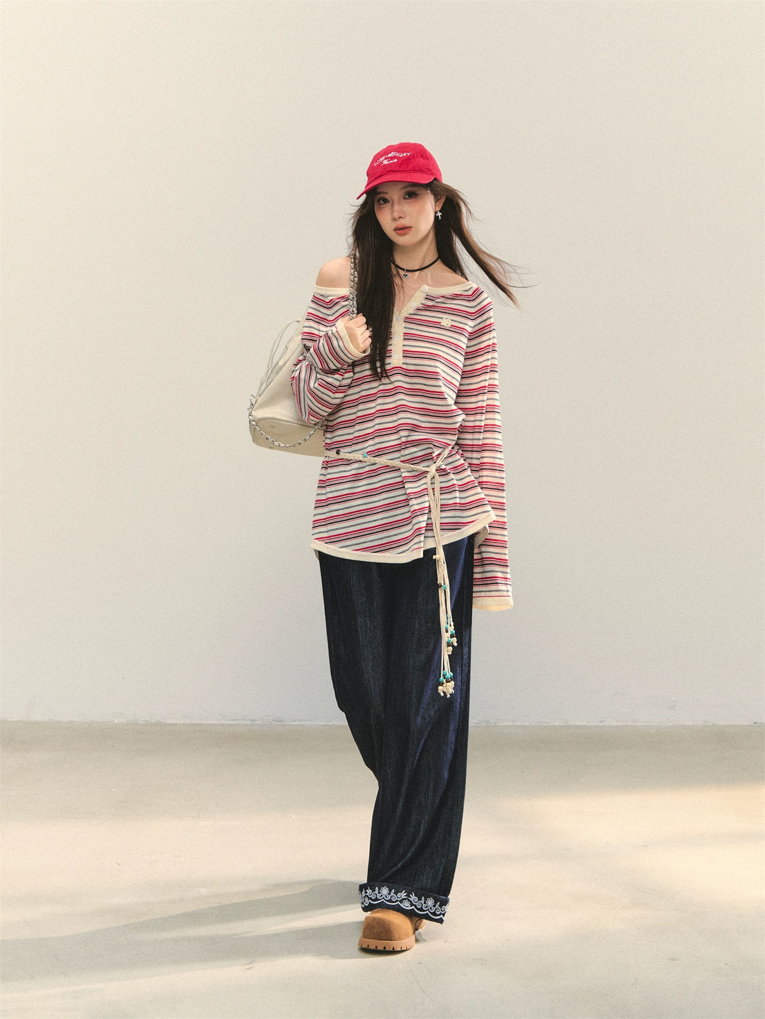 Multi-wear Striped Knit Top