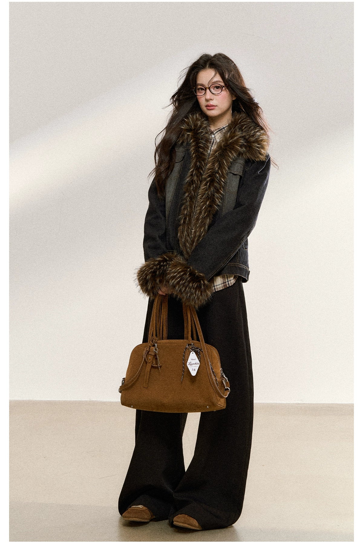 Faux Fur Trim Denim Jacket