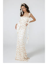 Backless Spaghetti Strap Maxi Dress - CHINASQUAD