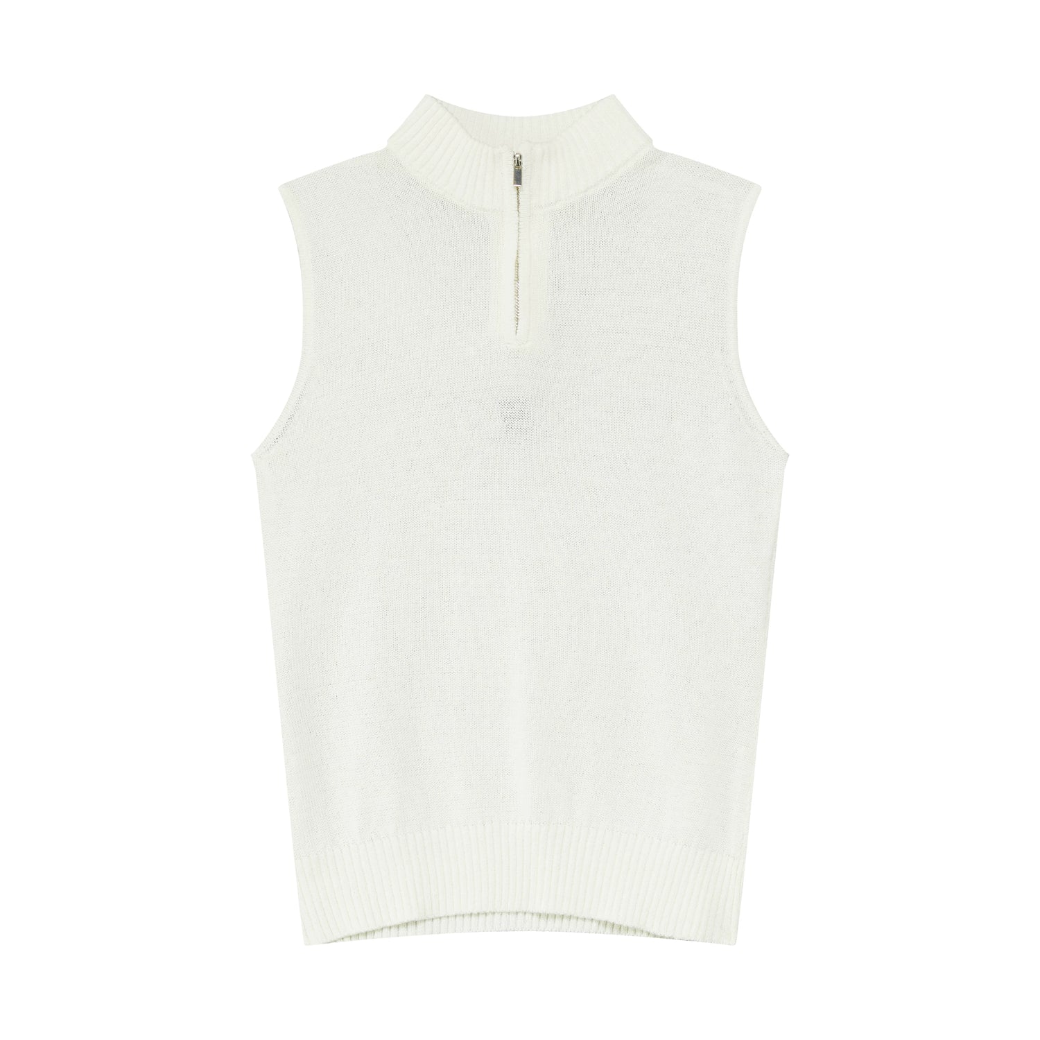 Linen-Blend Mock Neck Knit Tank
