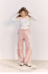 Pink Tie Cargo Pants - CHINASQUAD