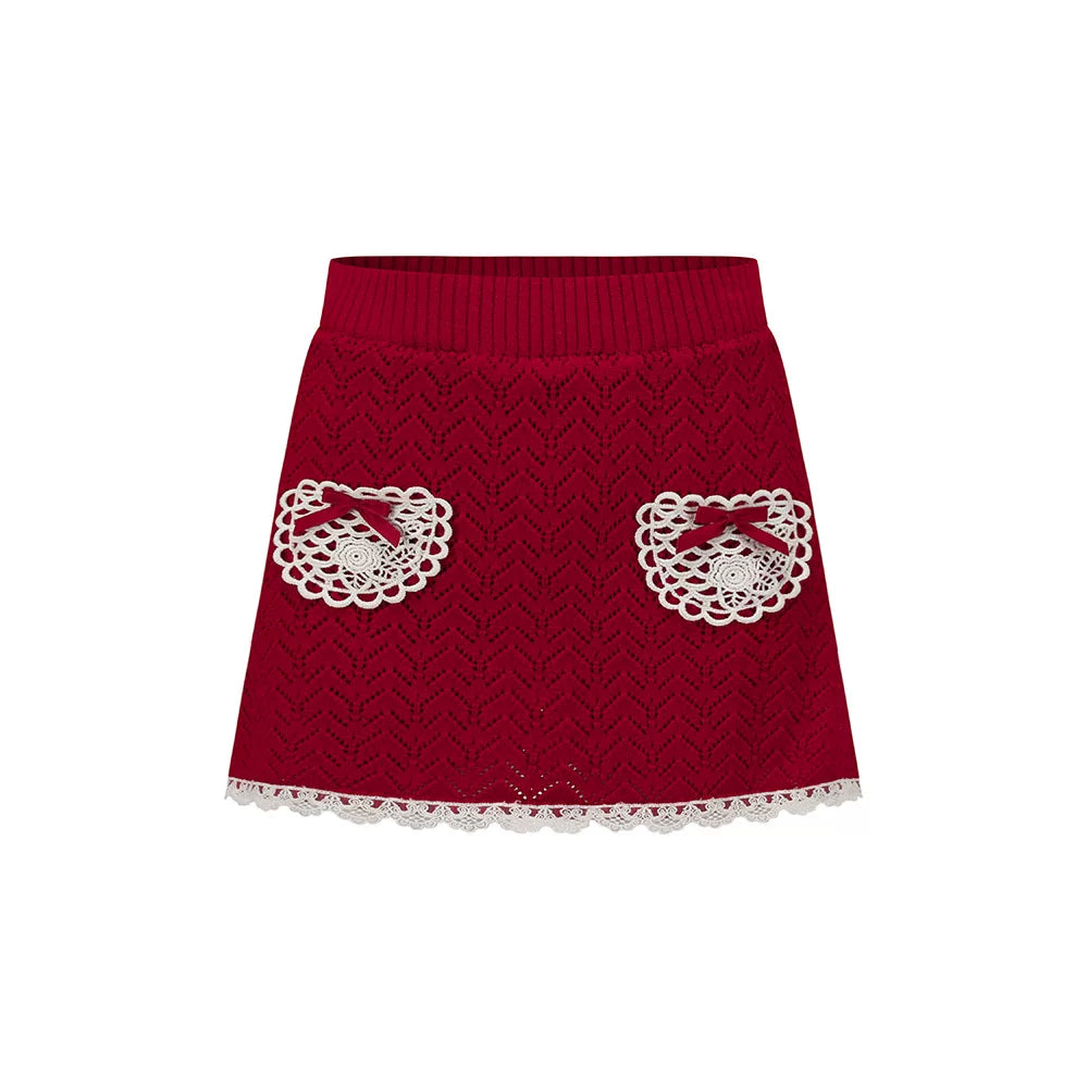 Collegiate White Mock-Neck Knit Top &amp; Skirt Set