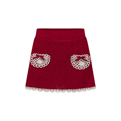 Collegiate White Mock-Neck Knit Top &amp; Skirt Set