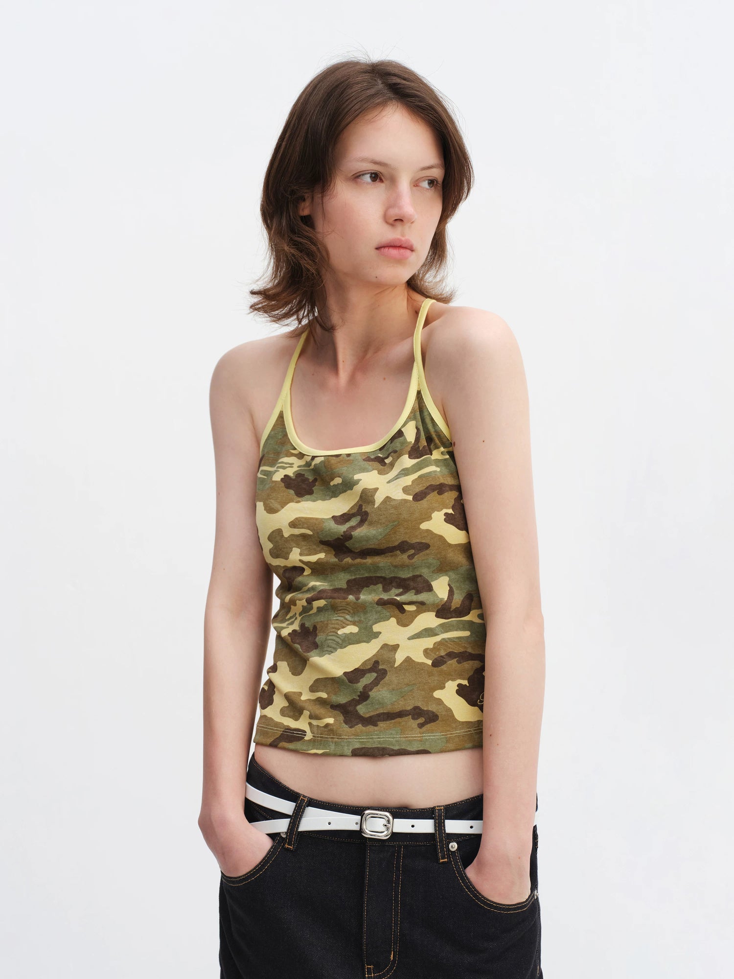 Desert Camo Sculpt U-Neck Slim Tank Top