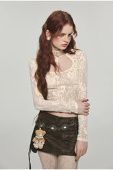 Distressed Washed Leather Bodycon Mini Skirt - CHINASQUAD