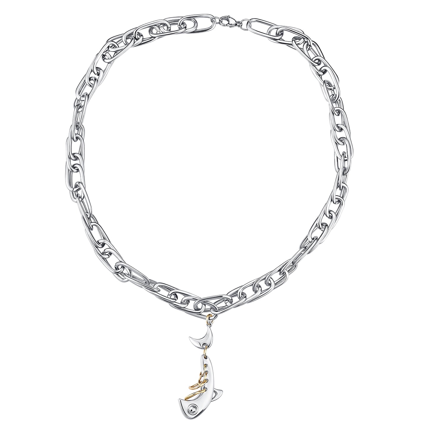 Fishbone Pendant Sweater Necklace