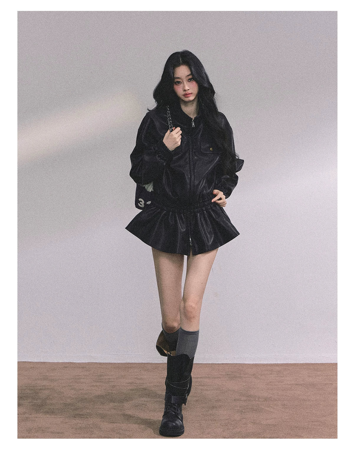 Desert Edge PU Leather Stand-Collar Jacket