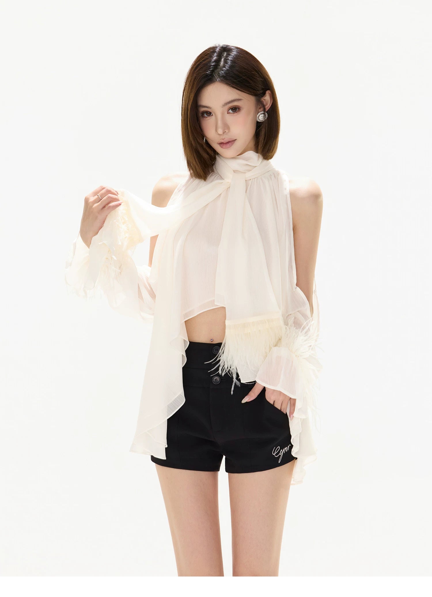 Vintage Court Halterneck Chiffon Sleeveless Blouse