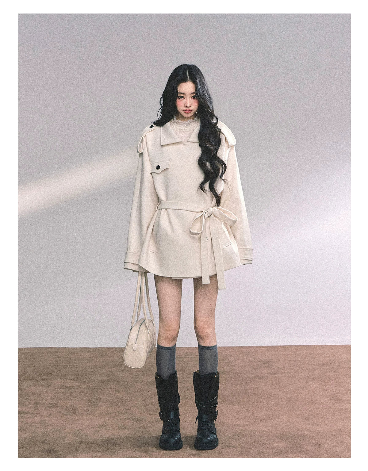 French British-Style Relaxed Wool Coat