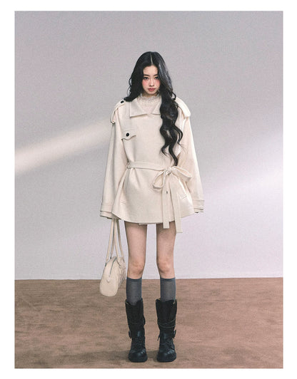 French British-Style Relaxed Wool Coat