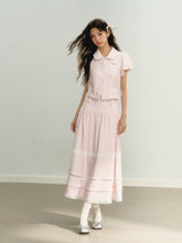 Pink Tailored Waist Shirt & Midi Skirt Set - CHINASQUAD