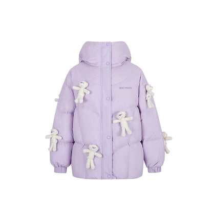 Allover Teddy Hooded Down Jacket