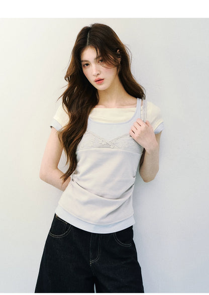Layered Lace Knit Tee