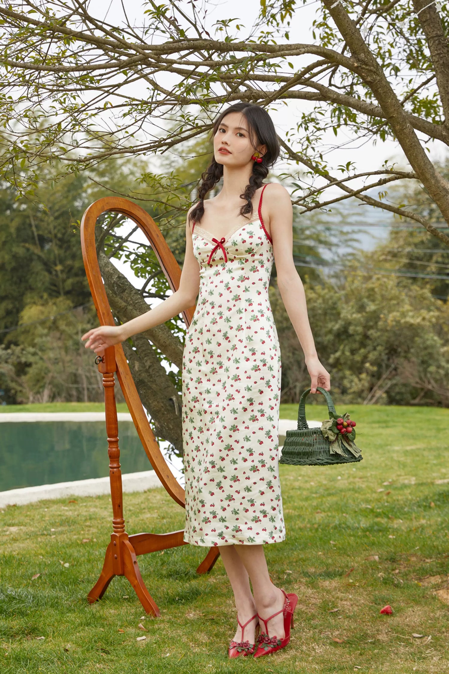 vintage floral slip dress LaceMade Vintage Satin Floral Slip Dress & Cardigan Set Dresses / S