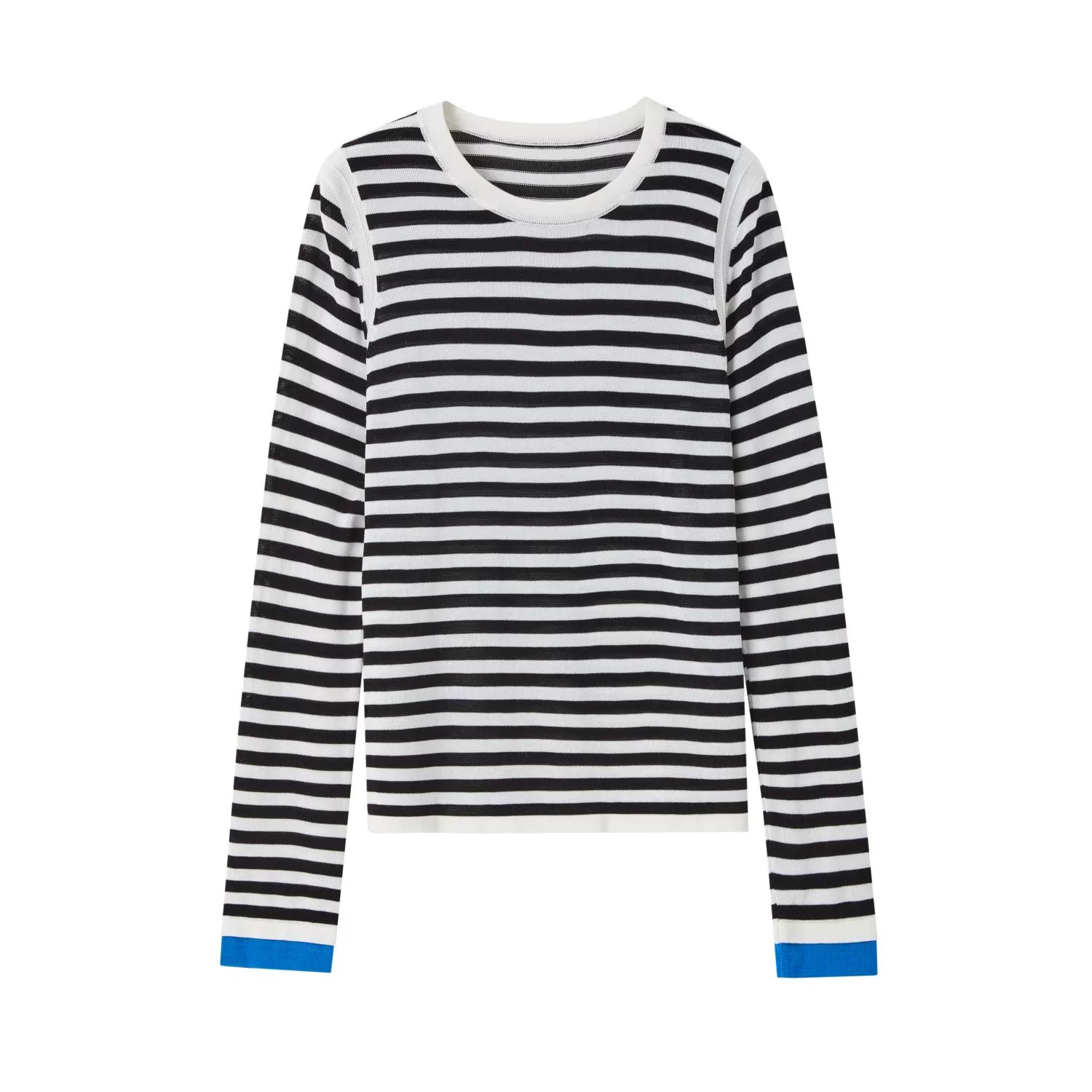 Black &amp; White Striped Long-sleeve Knit Top