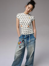 Cats & Dogs Love Polka Dot Print T-Shirt - CHINASQUAD