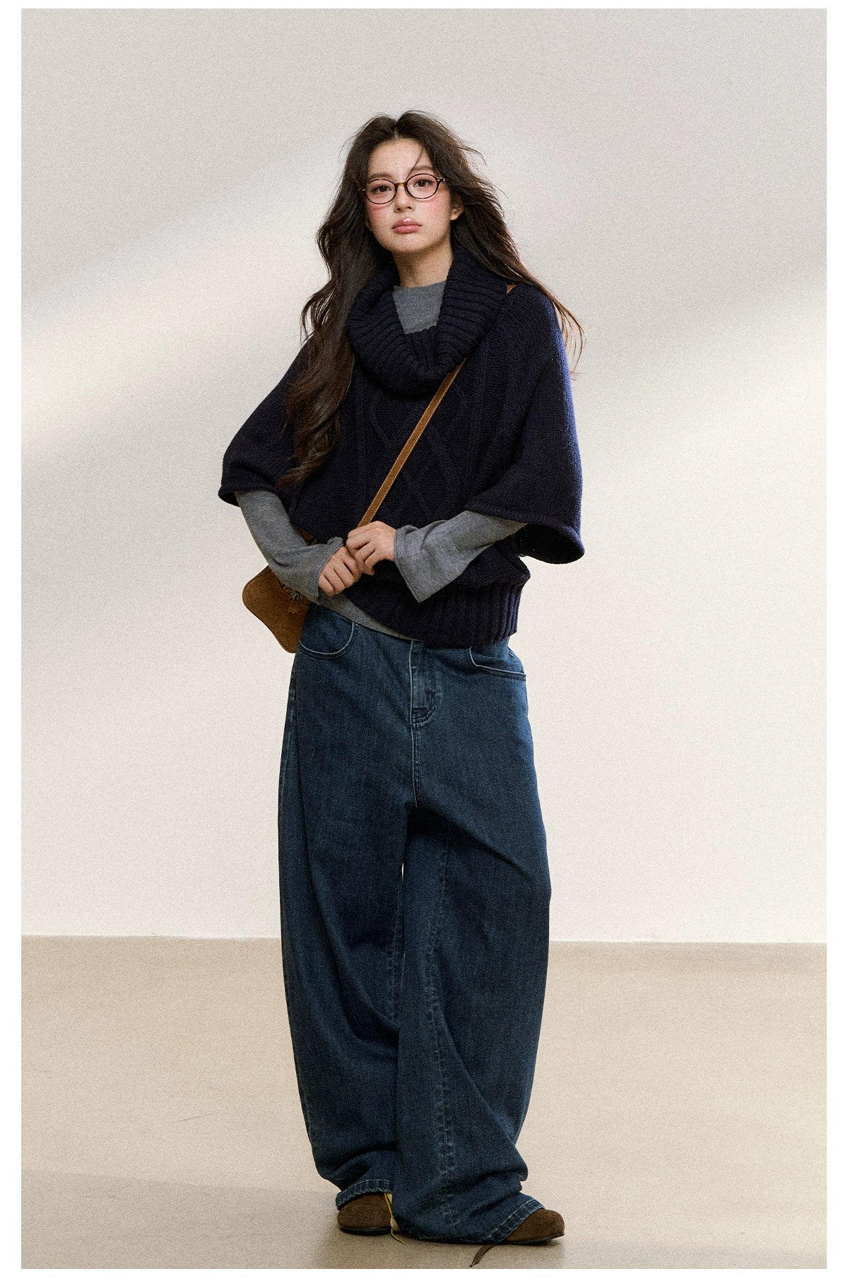 Two-Tone Layered Knit Sweater